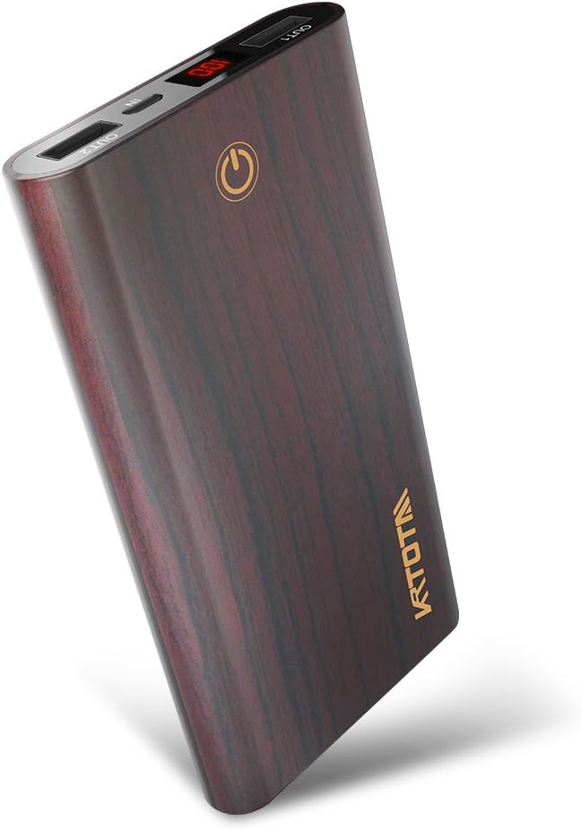 Portable Charger 13000mAh External Battery Power Bank with Dual USB Ports，Touch on/Off，LED Digital Display，Compatible with Smartphone，Tablet，Galaxy，Android(Brown)