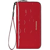 Fashion RFID Leather Wallet - Women's Hand-Held Bag, Credit Card Clip Bag, Long Capacity Coin Purse, Zipper Multi Card Slot Wallet (Red)