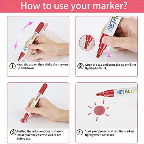 Liquid Chalk Markers Metallic Color Chalk Pens 6mm Bold Tip Erasable