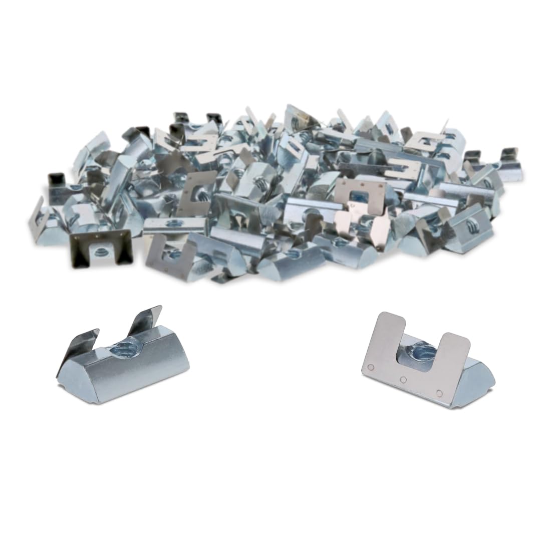 Photo 1 of 8020, 13038, 15 40 Series 1/4-20 Steel Self Aligning Roll in T-Nut with Spring Leaf - T Slot Accessories for 80/20 Aluminum Extrusion - Hardware Nuts (25)