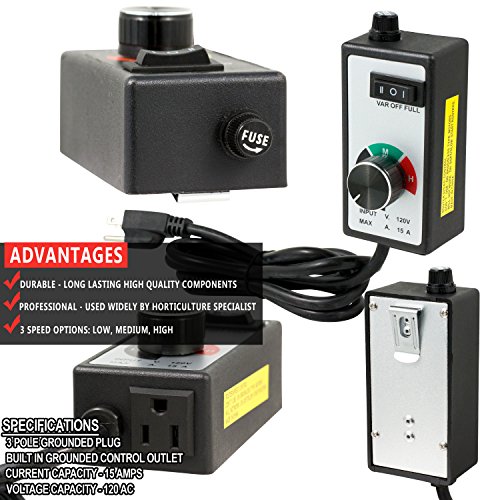 Yield Lab Variable Fan Speed Controller 3 Settings for Grow Tent and HVAC Intake and Exhaust Duct Fan Ventilation System - Thumbnail 2