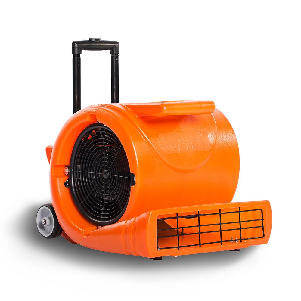 SUNMAX RT900A 3-Speed Air Mover 1.3HP 5000 CFM Powerful Floor Blower Carpet Dryers Janitoral Floor Dryer with Telescopic Handle, Wheels