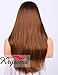 K’ryssma Long Natural Straight Ombre Synthetic Lace Front Wigs with Bangs, 2 Tones Dark Roots #4 to Brown #30 L Part Wig with Deep Side Parting Glueless Synthetic Wig for Women 20 inch (KMLM005)