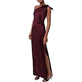 Lulus Womens Opal One Shoulder Column Maxi Dress with Bow
