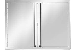 ATATOD BBQ Double Access Doors Stainless Steel;31" W x 24" H inch Double Wall Door Panel Outdoor Kitchen Doors;Flush Mount for Outdoor Kitchens or BBQ Island