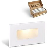 LEONLITE 6-Pack 5CCT 120V LED Step Lights, Horizontal, White | 150LM, 5%-100% Dimmable, CRI90, ETL, Indoor Outdoor Stair Lights, Wet Location, 2700K/3000K/3500K/4000K/5000K, Aluminum