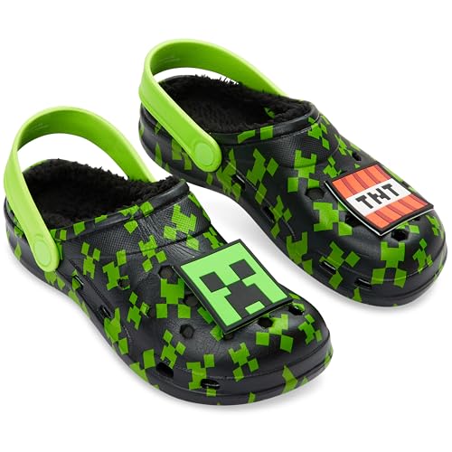 Minecraft Clogs for Boys, Slip-On Non-Slip Shoes with Strap, Garden or Indoor Sandals, House Shoes, Gifts for Boys