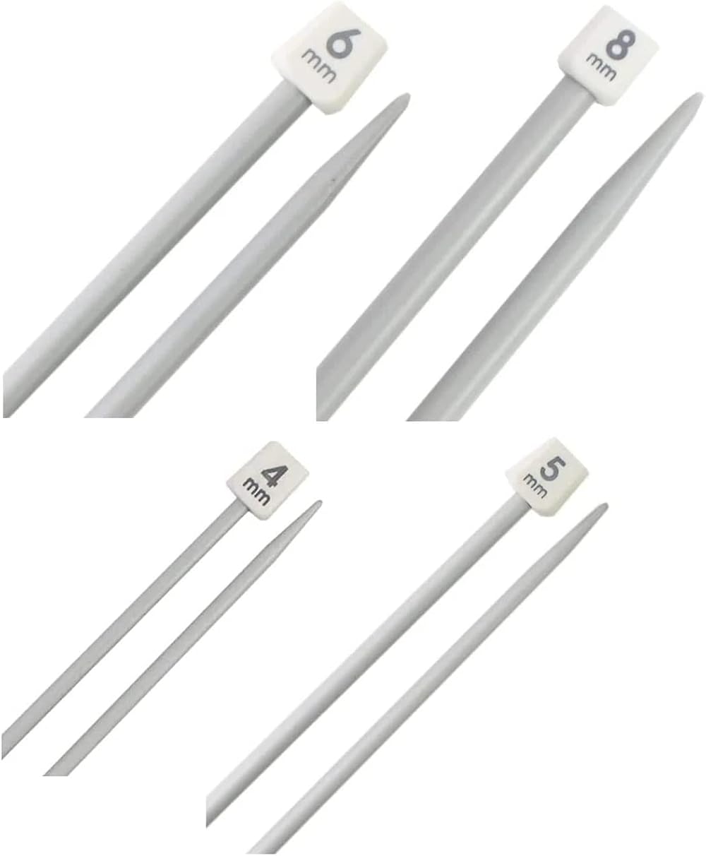 LORD C 4 Pairs Plastic Single Pointed Knitting Needles 2x4mm 5 6 8mm
