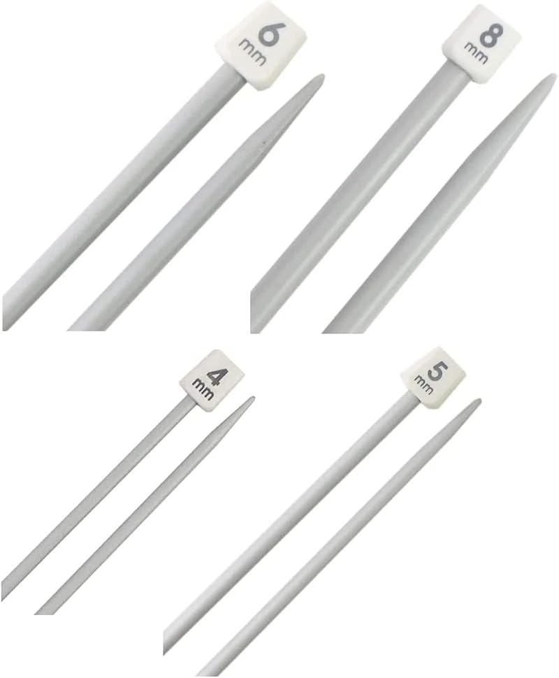 LORD C 4 Pairs Plastic Single Pointed Knitting Needles 2x4mm 5 6 8mm