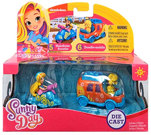 Nickelodeon Sunny Day - Sunny Hairdryer Scooter & Doodle Mobile Die CAST Vehicle and Figure Twin Pack - Styled Directly from The Show