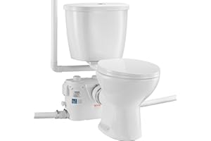 VEVOR Macerating Toilet System with Powerful 500W Macerator Pump, Rear Discharge and Upflush Toilet for Basement, Dual Flush 