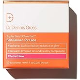 Dr Dennis Gross Alpha Beta Glow Pad Self Tanner, Intense Glow for Face: for Dull Skin Lacking Radiance & Glow, (20 Towelettes)