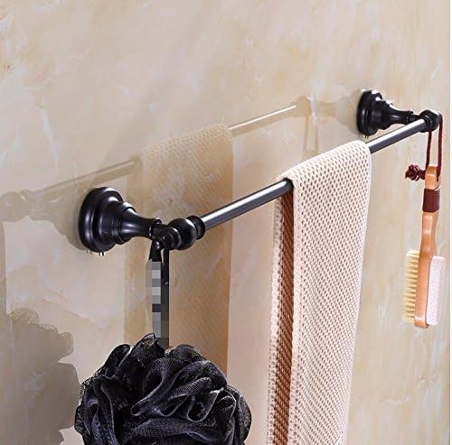 GBHNJ Towel Bars Bathroom Black European Style Wall-Mounted With Hooks Do Not Need To Punch 40Cm