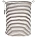 Sea Team 19.7 Inches Large Sized Waterproof Coating Ramie Cotton Fabric Folding Laundry Hamper Bucket Cylindric Burlap Canvas Storage Basket (19.7