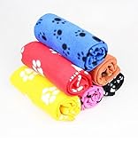 Pecute Dog Blanket Puppy Cat Soft Warm Bed Mat Paw Print Fleece Cushion 2 Pack Random Color