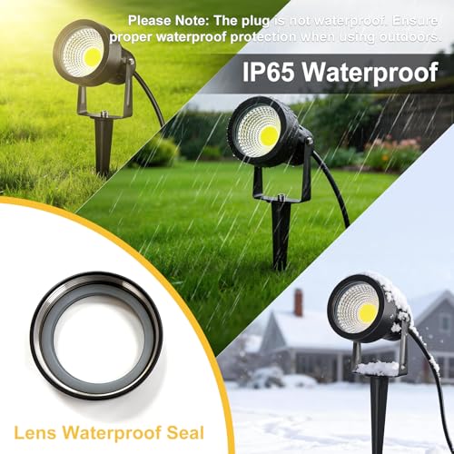 LetGlin 7W 700LM LED Garden Lighting with Power, 3000K Large Super Bright Outdoor Garden Lights, IP65 LED Outdoor Decoration for Wall Terrace Tree Paths, 1 Piece
