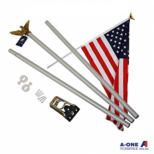AONE 6 FT Aluminum Flag pole Kit, American US FlagPole with Golden