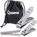 QANTYA Nail Clipper Set – Includes a Toenail Clipper Fingernail Clipper and a Sapphire File – Best Nail Cutters and Filer Kit – Free Cosmetic Bag – Ideal for Both Men and Women