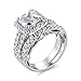 Wuziwen Princess Cut Engagement Rings for Women Sterling Silver Cubic Zirconia Wedding Bridal Ring Set