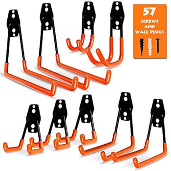 Garage Storage Utility Hooks, 9 Pcs Heavy Duty Hooks for Organizing Power Tools, Ladders, Bikes, Ropes, Bulk Items