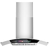 36 inch Wall Mount Range Hood Tempered Glass 900