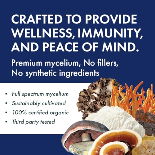 Host Defense Stamets 7 Mushroom Blend Capsules – Immune Support & Antioxidant Supplement – 1,000 mg Potency, 120 Vegetarian Capsules, 60 Day Supply