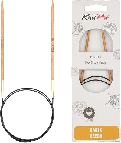KnitPro Basix Beech Fixed Circular Needles 16in 3.50mm