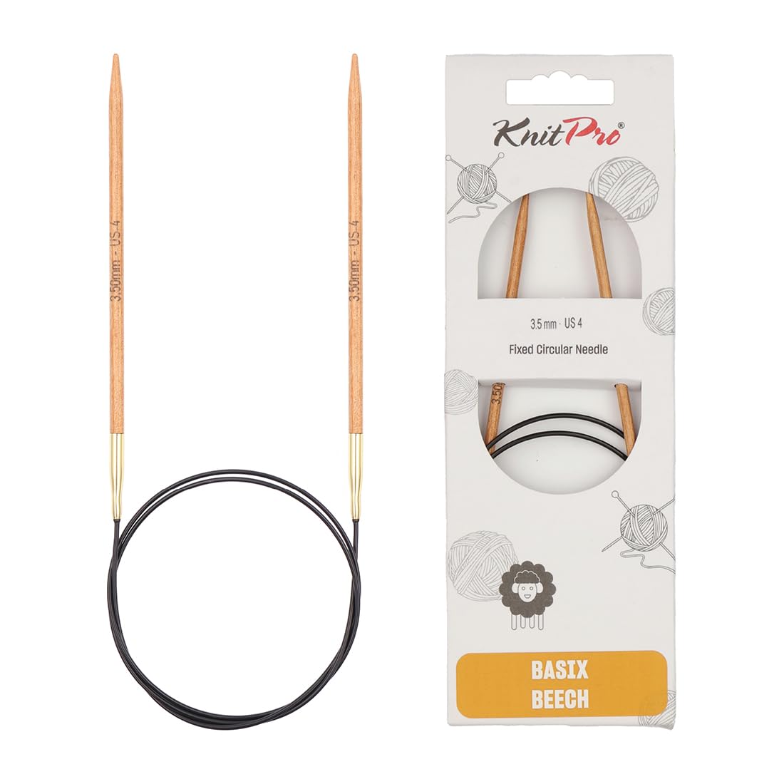 KnitPro Basix Beech Fixed Circular Needles 24" (60cm) | 3.50mm