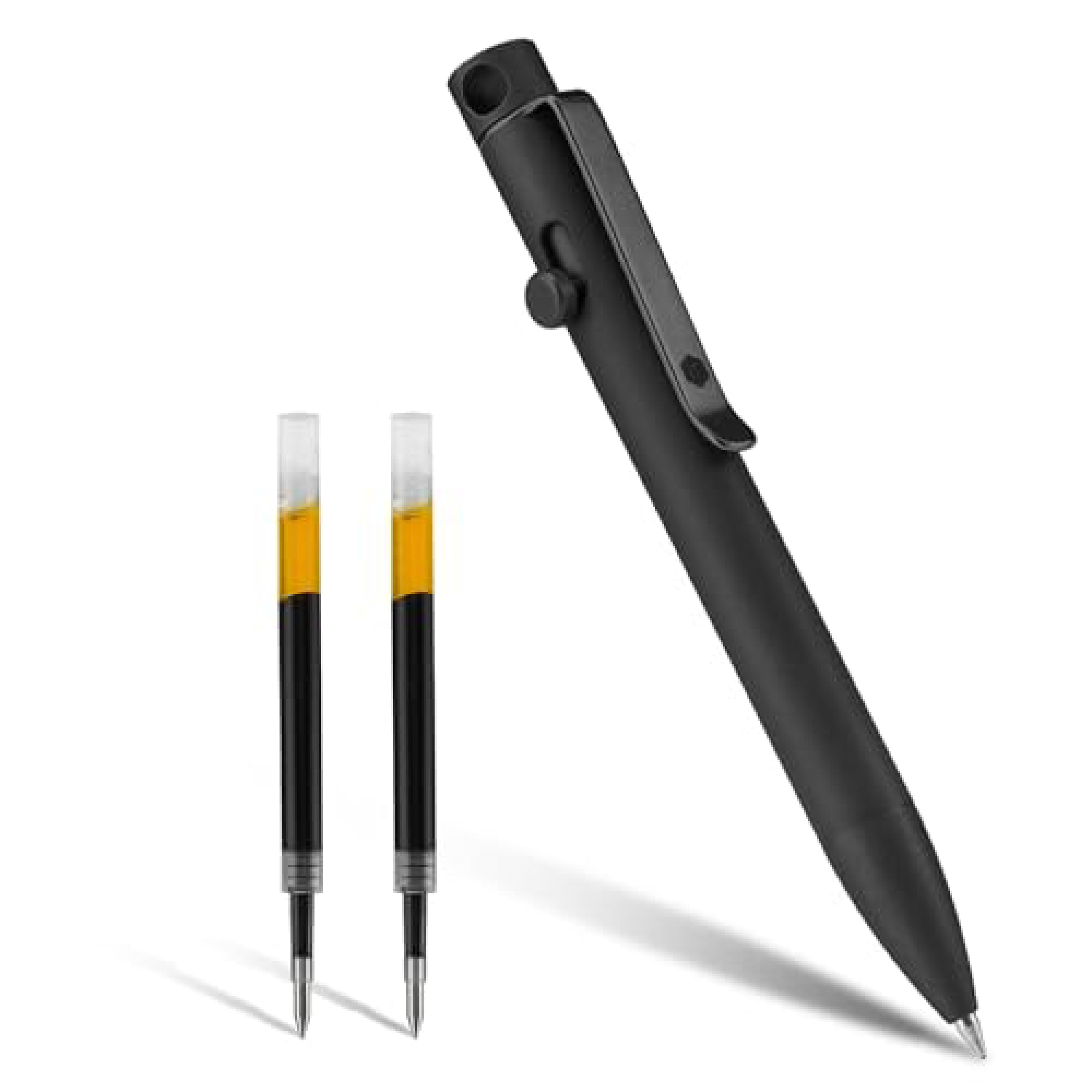 KeyUnity KP03 Ballpoint Pen with Clip, EDC Pocket Pen Titanium Alloy Retractable Ballpoint Pen for Daily Use, (Black)