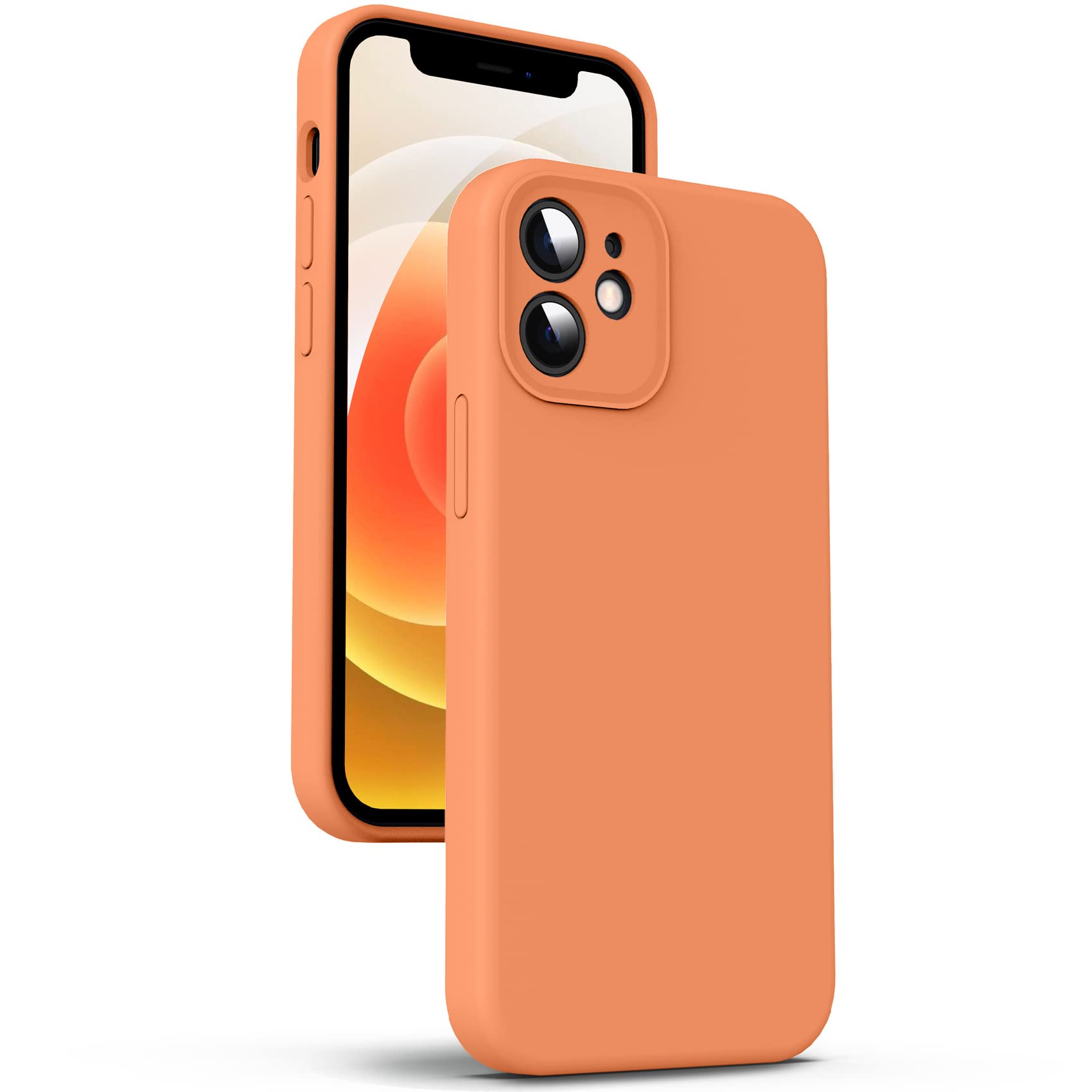 Supdeal Liquid Silicone Case for iPhone 12 Mini - [Camera All-Round Protection] [Soft Microfiber Lining Anti-Scratch] 4 Layer Full Covered Shockproof Gel Rubber Phone Case Cover, 5.4", Orange — image 1