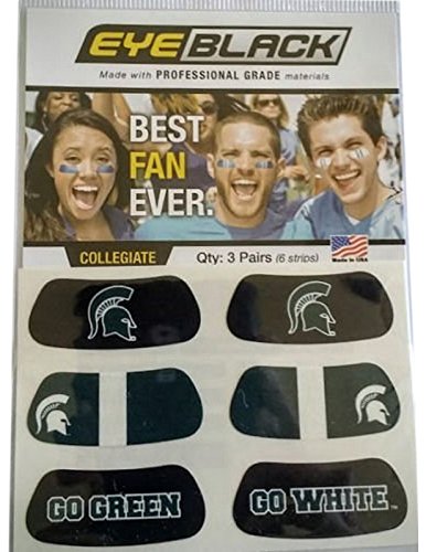 EyeBlack Michigan State Spartans Anti Glare Stickers, Great for Fans and Athletes on Game Day, 3 Pair