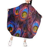 Children Barber Cape for Kid Haircut Umbrella Hair Catcher Kids Hair Styling Cutting Cape Apron Peacock Feathers