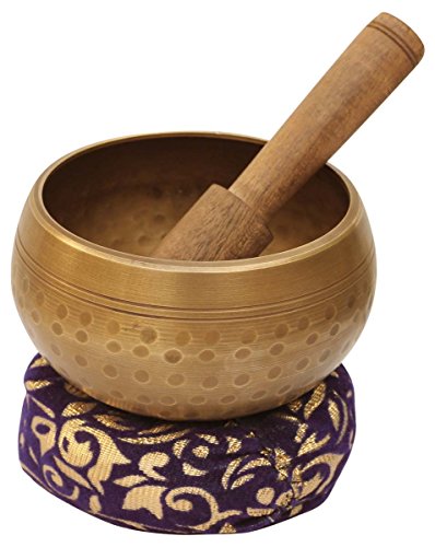 Yoga meditation singing bowl small 4" brass comple…