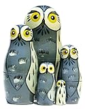 Great Grey Owls 5-Piece Russian Nesting Doll Stacking Matryoshka Set by GreatRussianGifts