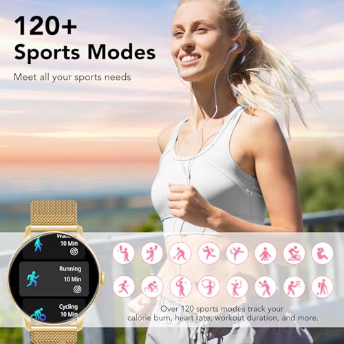 Elegant Women's Smartwatch with Phone Function, 1.39 Inch Full Touch Screen Fitness Tracker, 120+ Sports Modes, IP68 Waterproof Smart Watch with Heart Rate, SpO2, Sleep Monitor for iOS Android, Rose