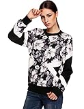 Women' s Casual O-neck Patchwork Long Sleeve Floral Print Pullover Sweatshirt