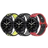 Gear Sport Band, KADES Soft Silicone Band Breathable Strap Compatible for Galaxy Watch 42mm/ Garmin VivoActive 3/ Ticwatch 2/ Ticwatch E/Amazfit Bip Smart Watch- Black/Gray, Black/Yellow, Red/Black