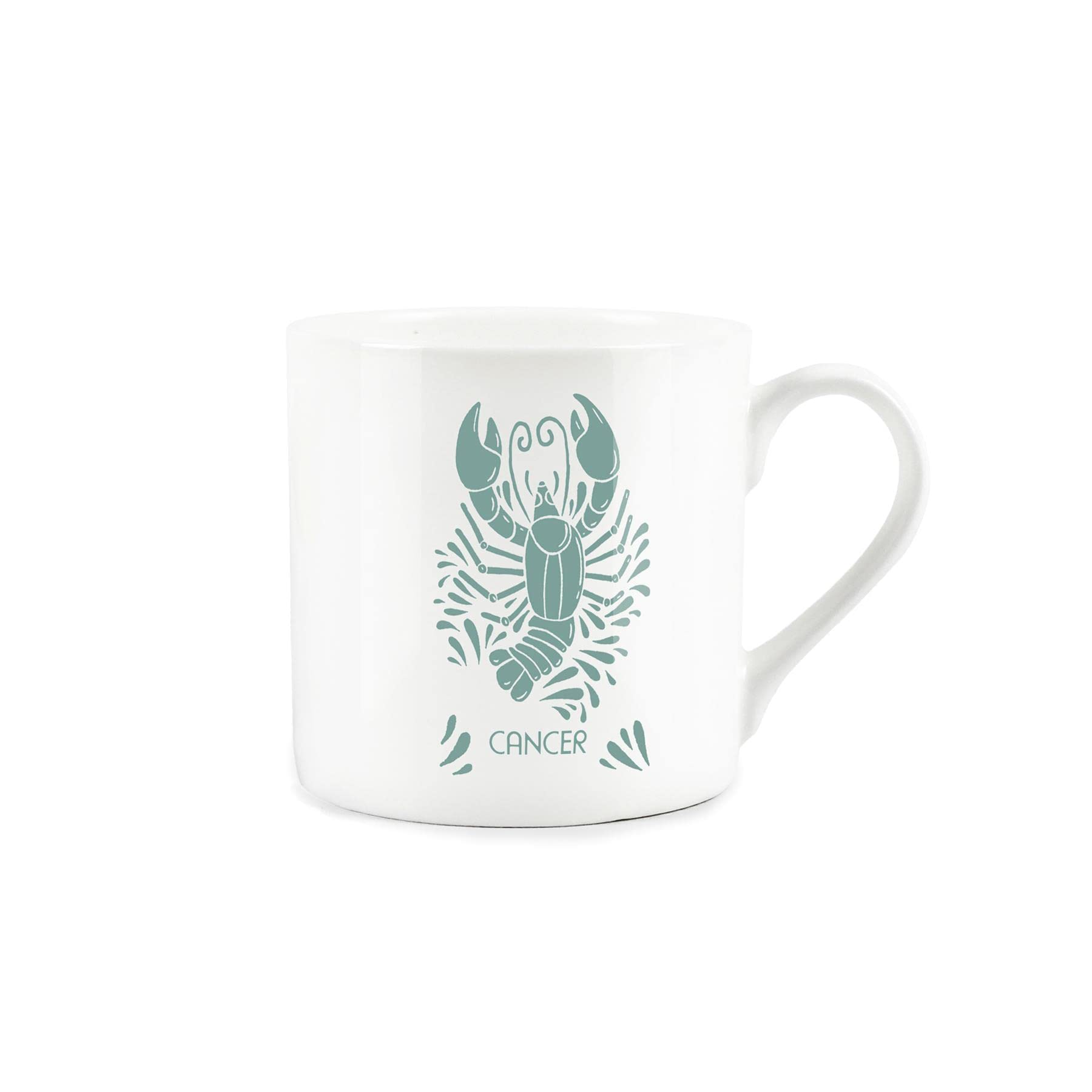 Purely Home Sage Green Cancer Star Sign Mug - White Bone China Coffee/Tea Present Zodiac Gift