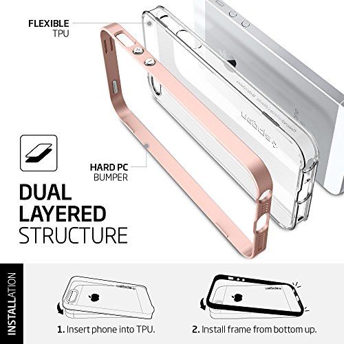 Spigen Funda Neo Hybrid Crystal Compatible con iPhone SE (2016)/5S/5 - Oro Rosa - Imagen 4