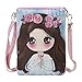 FakeFace Teens Girls Kids Students Lovely Cartoon PU Leather Mini Shoulder Bags Crossbody Bags Cell Phone Case Holder Small Wallet Purse Cash Key Coin Pouches Clutch Handbag, Blue, One Size