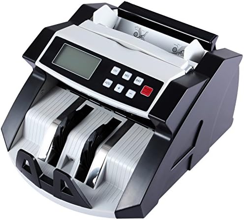 Auauna Money Bill Counter Machine Cash Counting Bank Counterfeit Detector UV &amp; MG