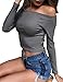 Haola Women's Casual Basic Soft Stretchy Crop Top Off Shoulder Long Sleeve Tees