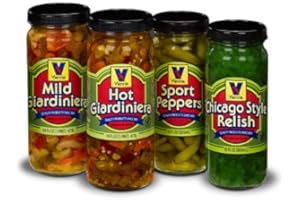 VIENNA BEEF Vienna® Condiment Variety 4-Pack (1 Jar Hot Giardiniera, 1 Jar Mild Giardiniera, 1 Jar Sport Peppers, 1 Jar Bright Green Relish)