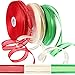 Tatuo 150 Yards Christmas Satin Edge Organza Ribbon Gift Ribbons with Gold Glitter Edges Wrapping Christmas Decoration (Red, Green and Ivory, Each Color 50 Yards)