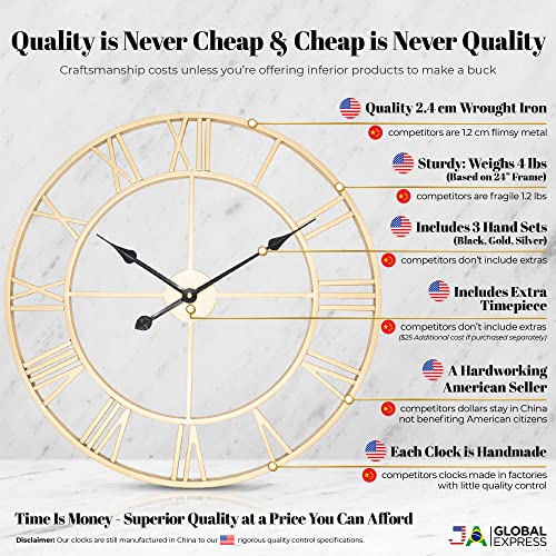 Large Wall Clocks 30" Thick Frame Oversized Centurion Roman