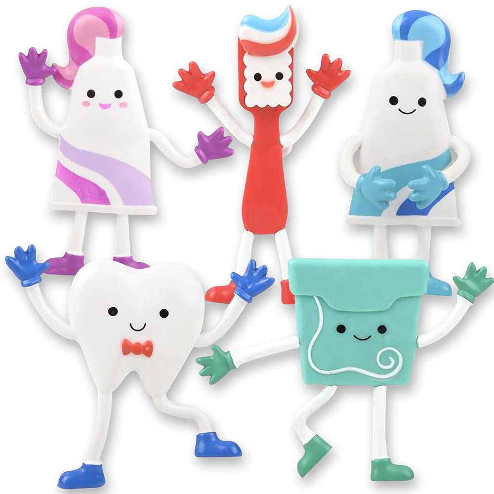 Photo 1 of ArtCreativity Dental Bendable Assortment, Set of 5 Flexible Figurines, Stress Relief Fidget Toys, Goodie Bag Stuffers, Piñata Fillers, Party Favors for Kids, Dental Toys Giveaways