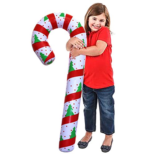 SNInc. Inflatable Candy Cane Christmas Party Decorations, Christmas Candy Cane Lawn Decorations, Bulk Pack 12 Jumbo Inflatable 44" Candy Canes, Holiday
