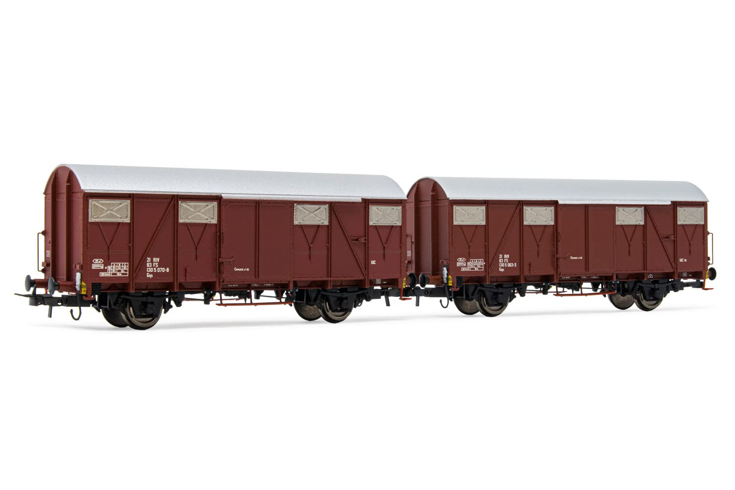 Rivarossi Railway - Rolling Stock HR6505 FS, 2-units pack Gs closed wagons with flat walls, brown livery, ep. IV