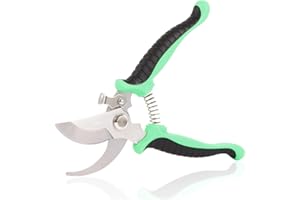 LETGOALL Garden Pruning Shears, 7.5" Professional Gardening Scissors, SK-5 Stainless Steel Blade Tree Secateurs, Manual Pruner for Plants, Gardening, Trimming, Garden Tools (Green)
