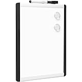 Amazon Basics Small Dry Erase Whiteboard, Magnetic White Board with Marker and Magnets - 8.5" x 11", Plastic/Aluminum Frame